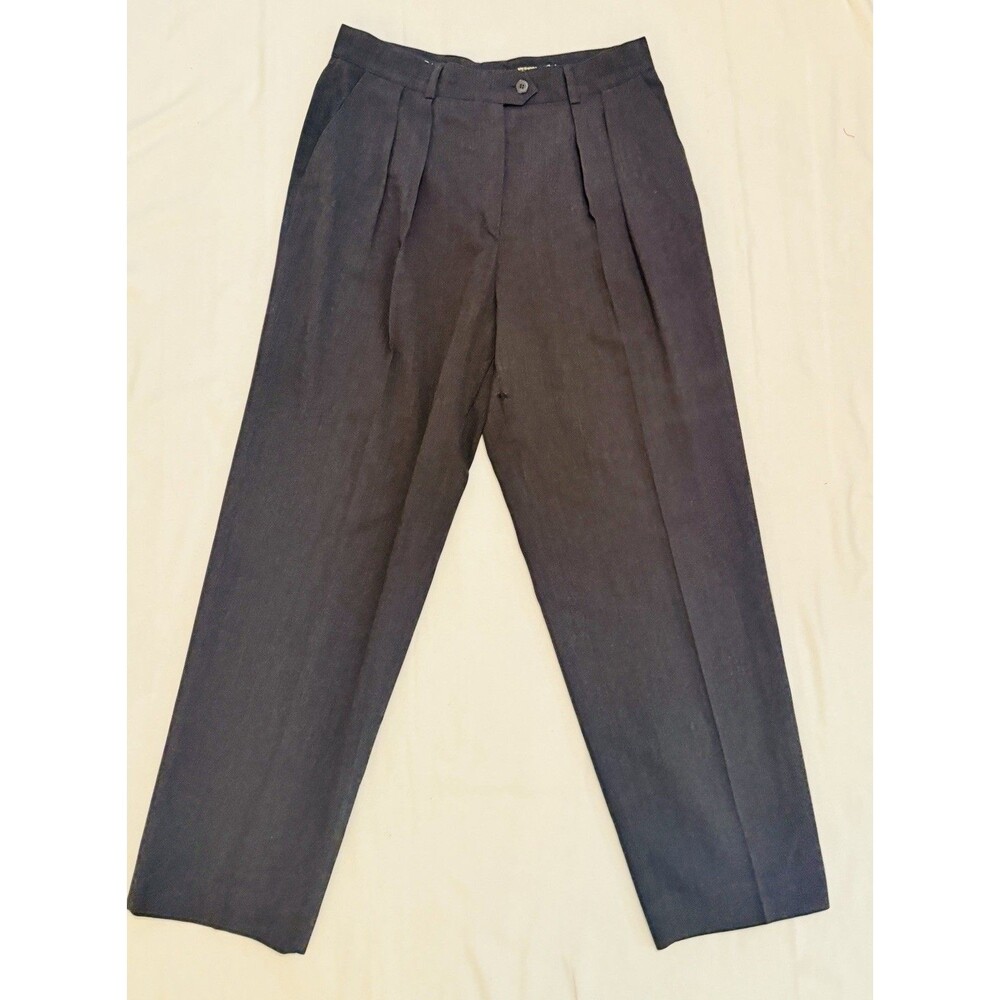 ESCADA 100% WOOL Dark Grey Gray Pleated Trouser Pants size EU 44 READ! Vtg